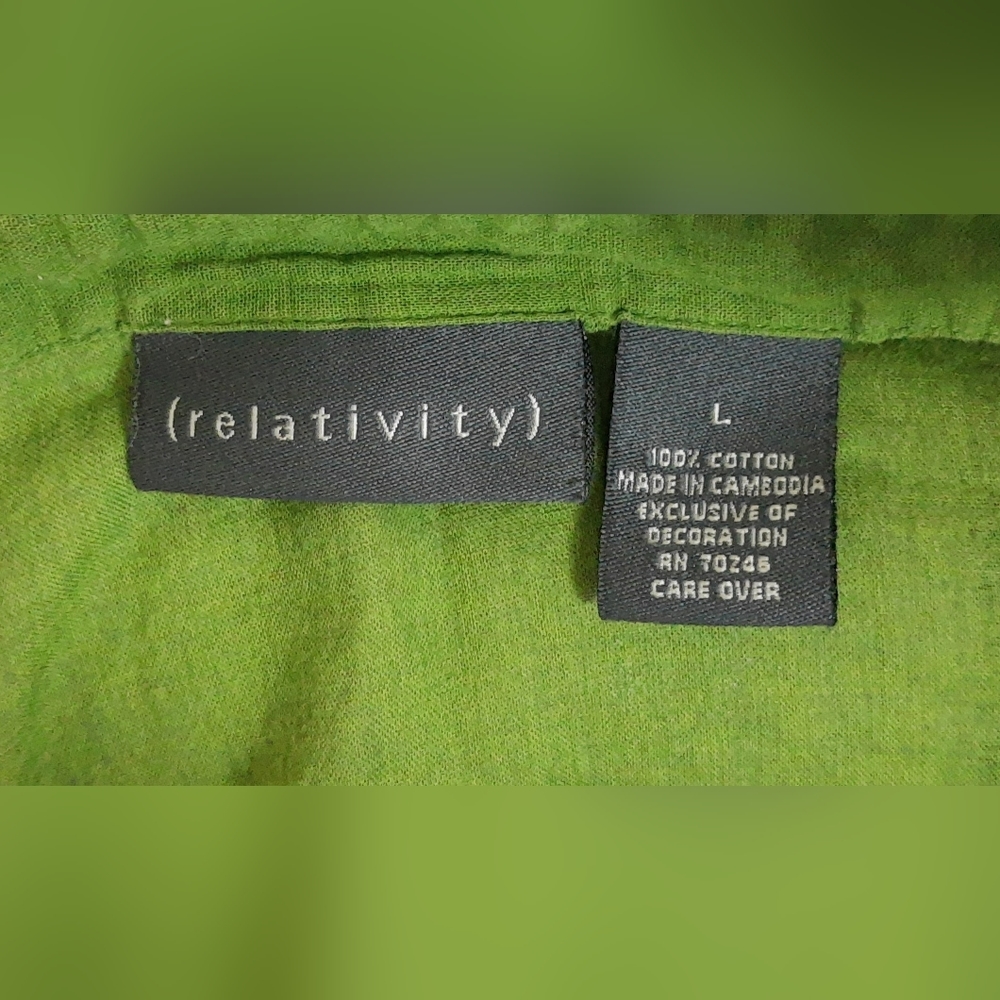 Relativity Women's Green Semi Sheer Blouse Size Large - Picture 5 of 5